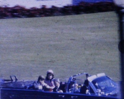 Photo is a still taken from the renown Zapruder film of the movie of the assassination of JFK.