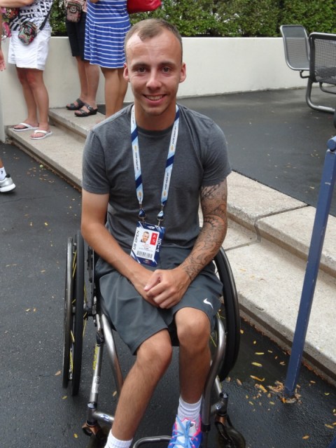 Andy Lapthorne 2014 Winner of the Men's Wheelchair Quad Singles. THIS AMAZING PHOTO WAS TAKING THE DAY BEFORE ANDY WON. A bit prescient, don't you think? 