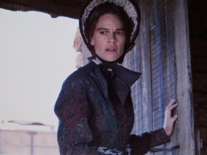 Hillary Swank as Mary Bee Cuddy in 'The Homesman.' Photo taken from the film trailer.