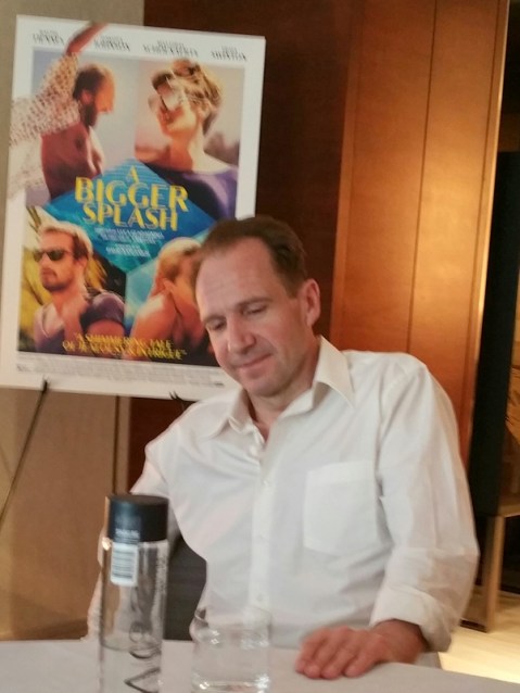 Ralph Fiennes, NYC press day at the Park Hyatt. He plays Harry Hawkes in 'A Bigger Splash,' directed by Luca Guadagnino. Photo, Carole Di Tosti