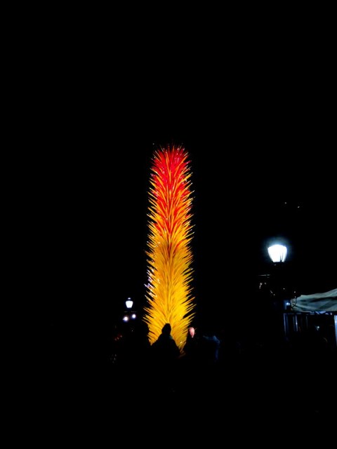 New York Botanical Garden summer concert series, Jazz & Chihuly, Songs of Protest & Reconciliation, Scarlet and Yellow Icicle Tower (2017)