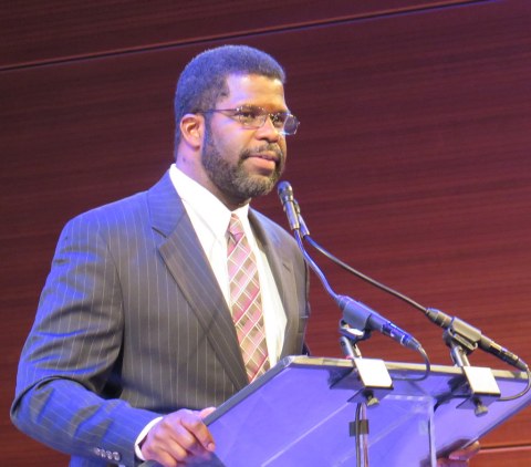 Marshall Jones III, co-presenter, Lee Reynolds Award, Rohina Malik, LPTW Theatre Women Awards