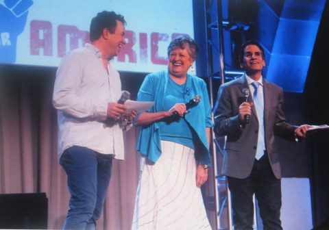 James Wesley, Terri Burke, (ACLU Texas), Seth Rudetsky, Concert for America, Great Hall at Cooper UNion