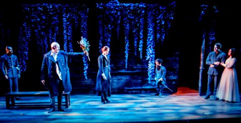 Josh A. Dawson, Ritchie Coster, Grace McLean, Peter Dinklage, Blake Jenner and Jasmine Cephas Jones, Cyrano, The New Group, Daryl Roth Theatre