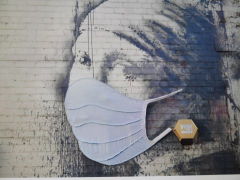 Banksy, Girl With the Pierced Earring, COVID-19