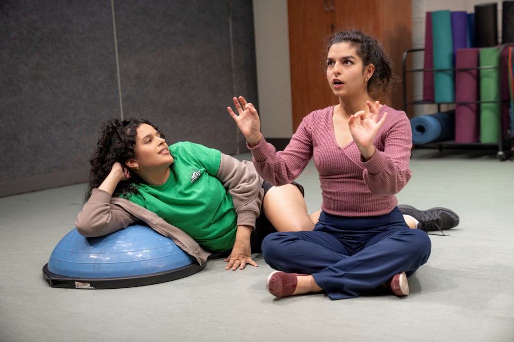  (L to R): Gabriela Ortega, Ariana Mahallati in 'How to Defend Yourself' (courtesy of Joan Marcus)
