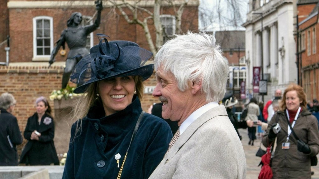 Philippa Langley and Dr. Ashdown-Hill at the ceremonial burial of Richard III at Leicester Cathedral (courtesy of Peter Broster)