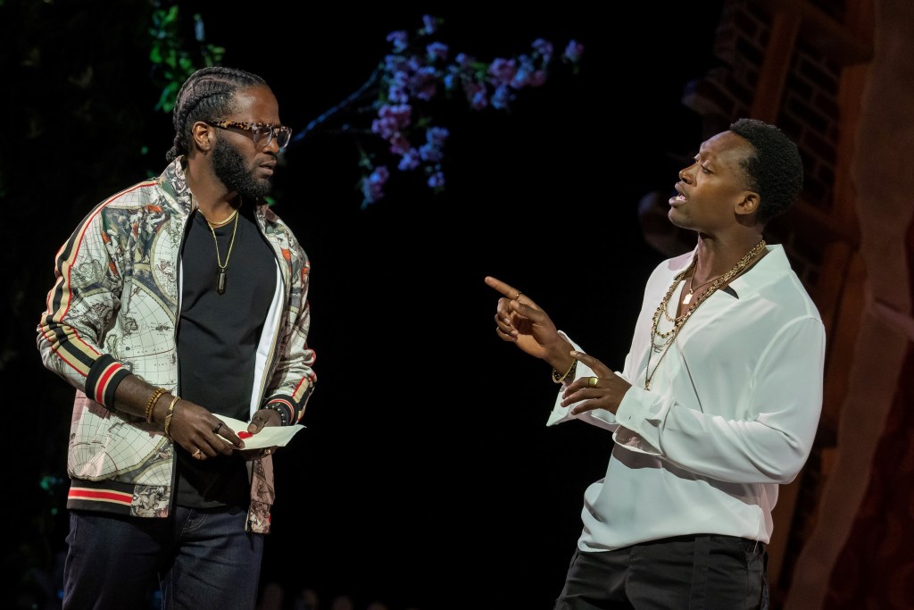 (L to R): Warner Miller, Ato Blankson-Wood in 'Hamlet' (Joan Marcus)