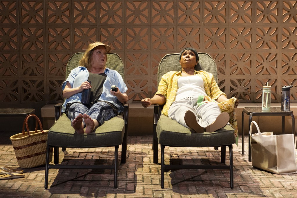 (L to R): Kristine Nielsen, Brenda Pressley in 'Infinite Life' (Ahron R. Foster)