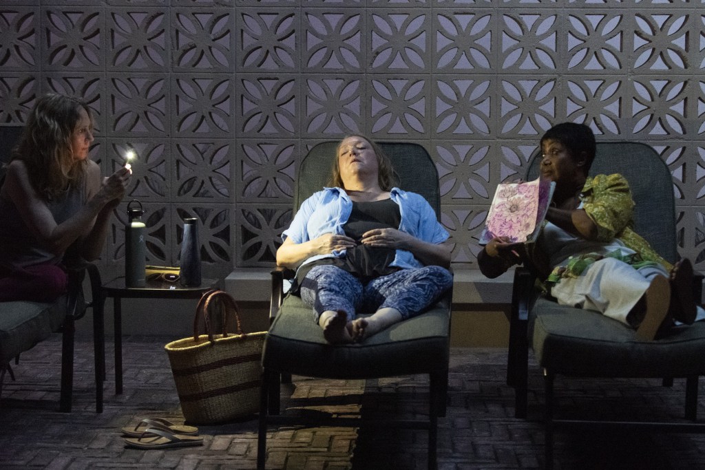 (L to R): Christina Kirk, Kristine Nielsen, Brenda Pressley in 'Infinite Life' (Ahron R. Foster)