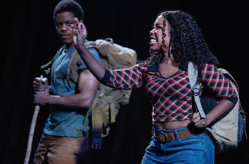    (L to R): Jon Michael Hill, Jessica Frances Dukes (Gail) in 'The Refuge Plays' (Joan Marcus)