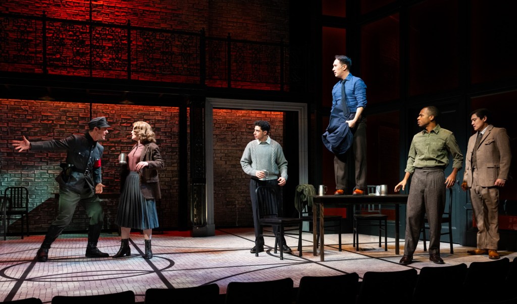 
(L to R): Sam Gravitte, Jo Ellen Pellman, Mike Cefalo, Kennedy Kanagawa, Cole Thompson, Paolo Montalban in 'White Rose the Musical' (Russ Rowland)
