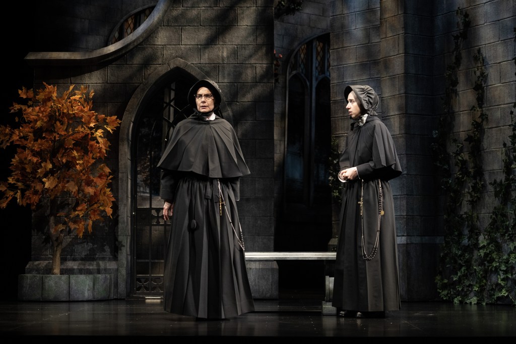 (L to R): Amy Ryan (Sister Aloysius) and Zoe Kazan (Sister James) in 'Doubt: A Parable' by John Patrick Shanley, directed by Scott Ellis. (Joan Marcus)