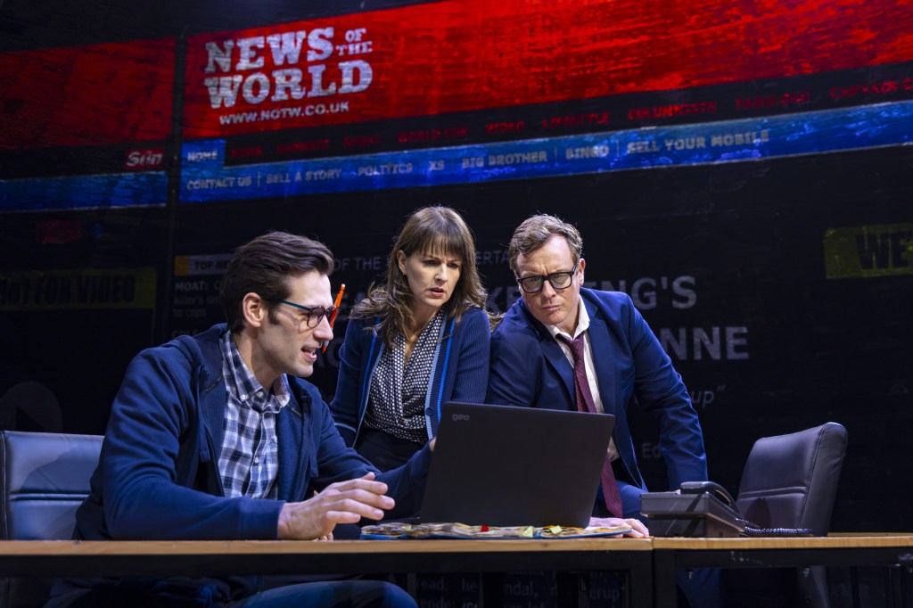  (L to R): John Behlmann, Eleanor Handley and Toby Stephens in 'Corruption' (T. Charles Erickson)