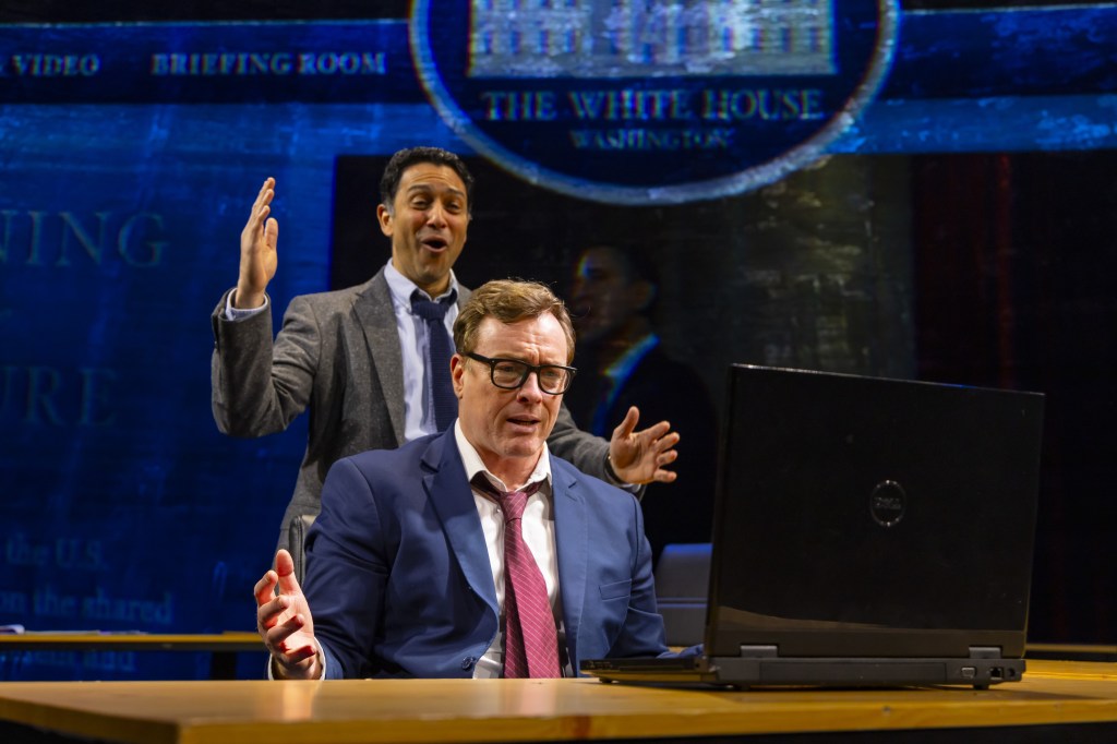 (Foreground/background): Toby Stephens, Sanjit De Silva in 'Corruption' (T. Charles Erickson)