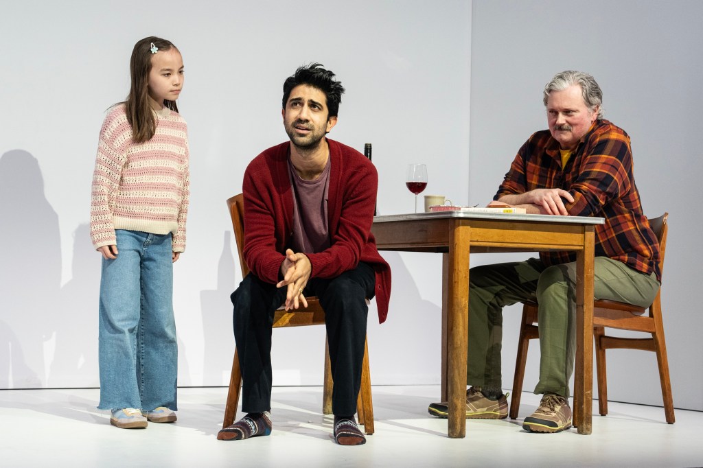 Cecilia Ann Popp, Sathya Sridharan, and John Ellison Conlee in Glass. Kill. What If If Only. Imp. (Joan Marcus)