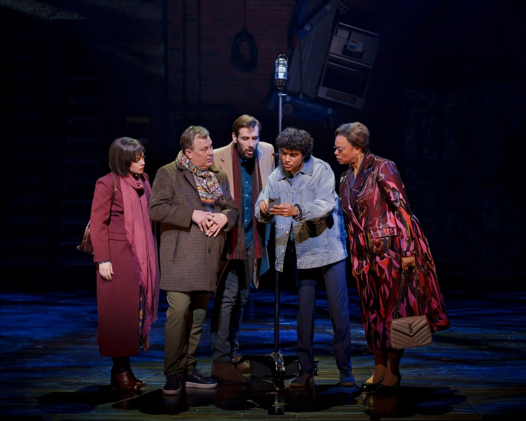 (L to R): Krysta Rodriguez, Brooks Ashmanskas, John Behlmann, Nicholas Matos, Jaqueline B. Arnold in 'Smash' (Paul Klonik)