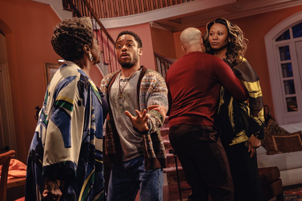 (L to R): Latanya Richardson Jackson, Jon Michael Hill, Glenn Davis, Alana Arenas in 'Purpose' (Marc J Franklin)