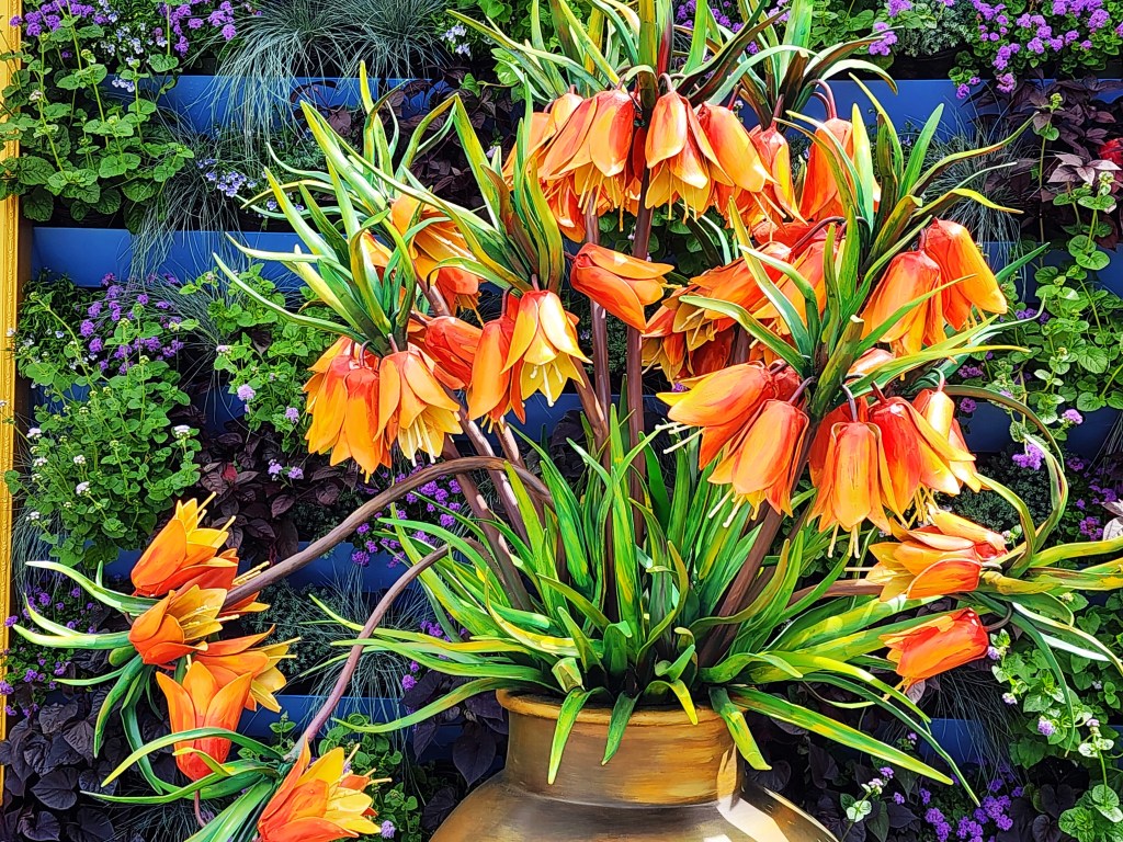 Full frontal of Amie J. Jacobsen's "Imperial Fritillaries in a Copper vase, 1886" NYBG 'Van Gogh's Flowers' (Carole Di Tosti)