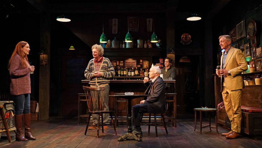 (L to R): Sarah Street, John Keating, Dan Butler, Johnny Hopkins, Sean Gormley in 'The Weir' (Carol Rosegg)