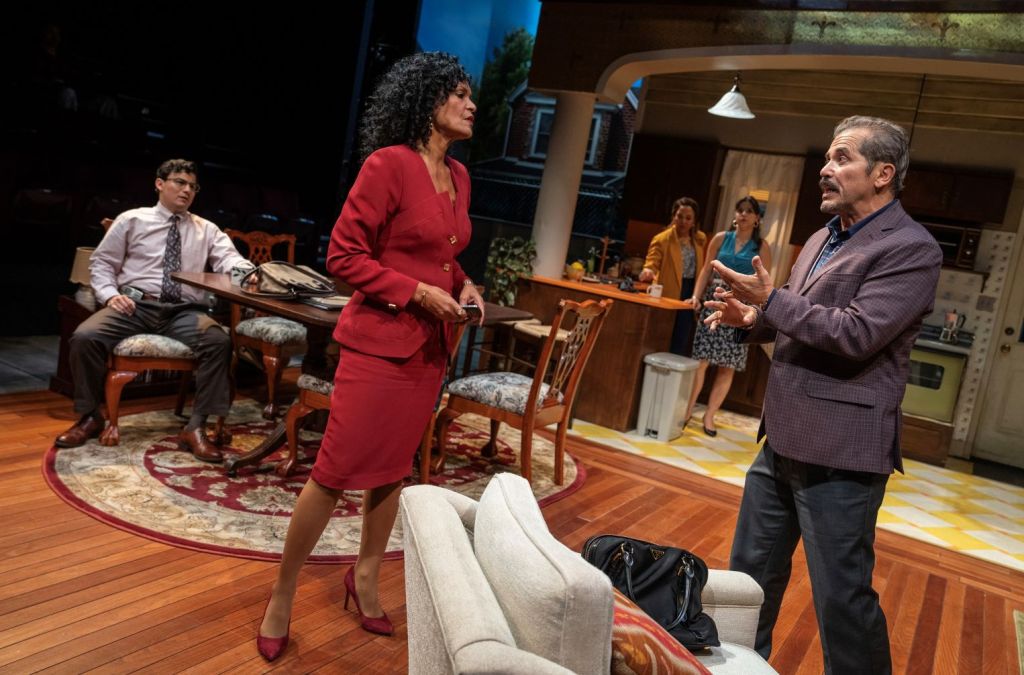 (L to RRebecca Jimenez): Bradley James Tejeda, Rosa Evangelina Arredondo, John Leguizamo (background) Luna Lauren Velez, Rebecca Jimenez in 'The Other Americans' (Joan Marcus)