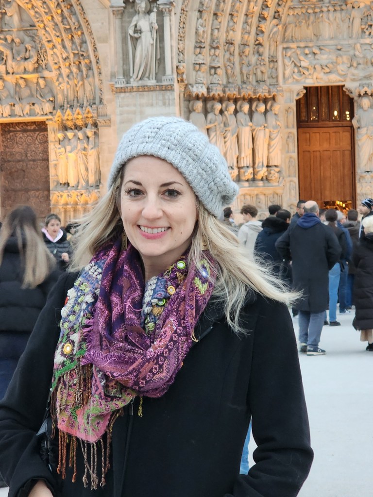 Co-author of 'The Haunted Guide to New Orleans,' Rory O'Neill Schmitt, Ph.D. in front of the rehabilitated Notre Dame de Paris (Carole Di Tosti)