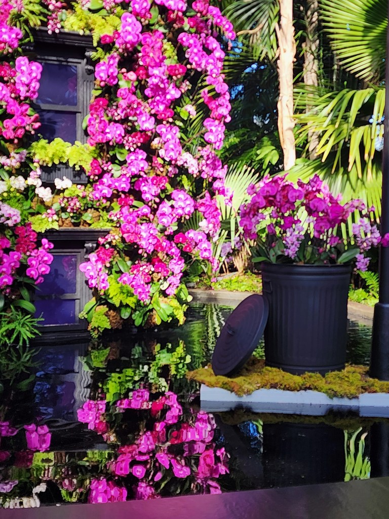 'The Orchid Show Mr. Flower Fantastic's Concrete Jungle,' detail, NYBG Palms  of the World Gallery (Carole Di Tosti) 