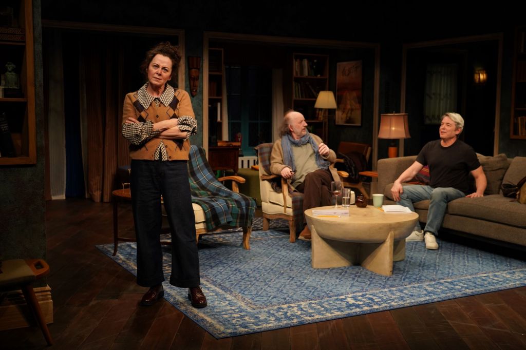 (L to R): Geraldine Hughes, Max Baker, Matthew Broderick in 'Ulster American'  (Carol Rosegg)