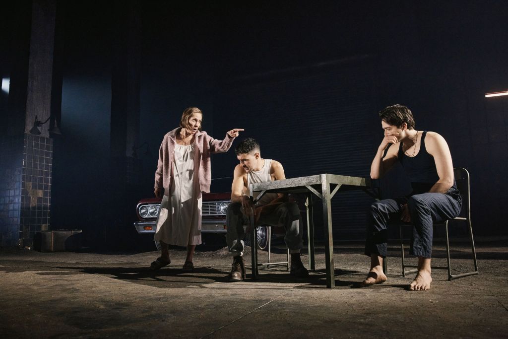 (L to R): Laurie Metcalf, Christopher Abbott, Ben Ahlers in 'Death of a Salesman' (Emilio Madrid)