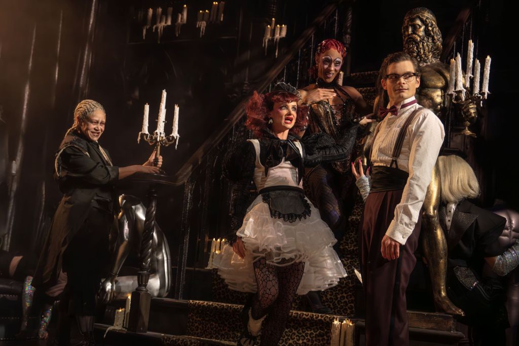 (L to R): Amber Grey, Juliette Lewis, Michaela Jae Rodriguez, Andrew Durant in 'The Rocky Horror Show' (Joan Marcus)