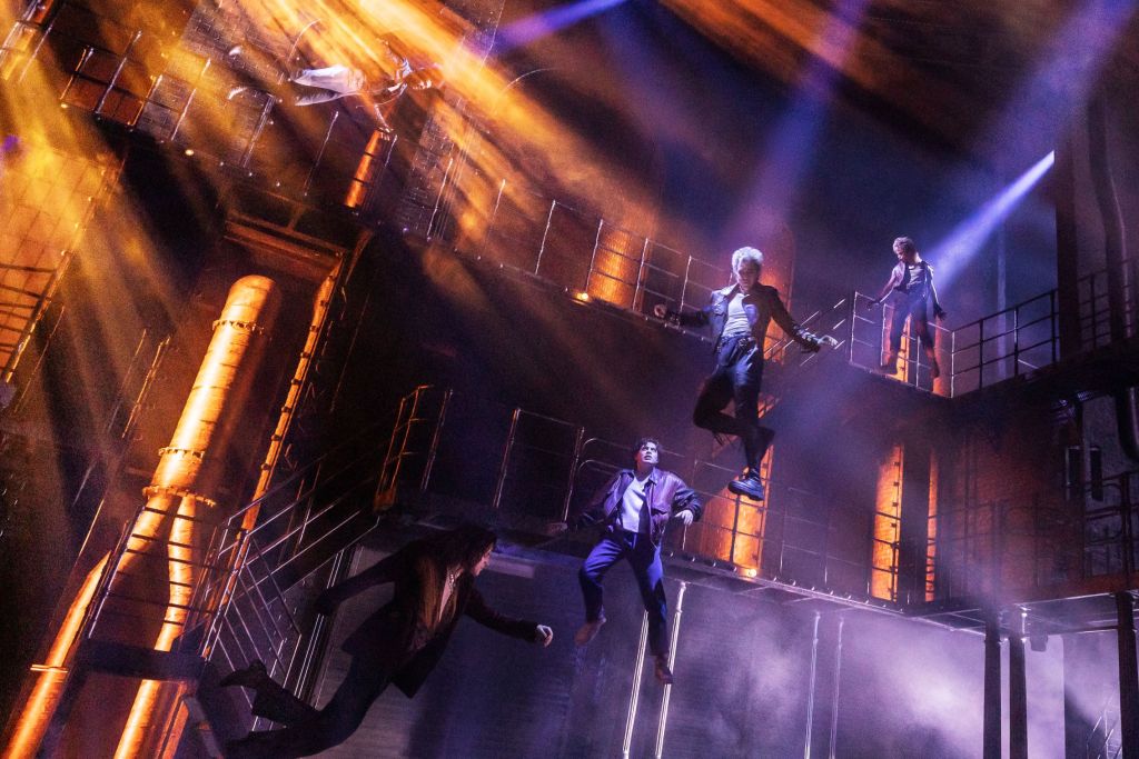 (L to R): Ali Louis Lourzgui, Brian Flores, Dean Maupin, Sean Grandillo in 'The Lost Boys' (Matthew Murphy)