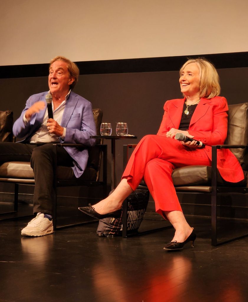 Jim Steyer, Secretary Clinton after the world premiere screening of 'Miss Representation: Rise Up' at Tribeca Festival (Carole Di Tosi)