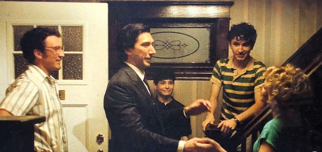 (L to R): Miles Teller, Adam Driver, Roman Engel, Gavin Goudey, Scarlett Johansson in 'Paper Tiger' (courtesy of Neon)