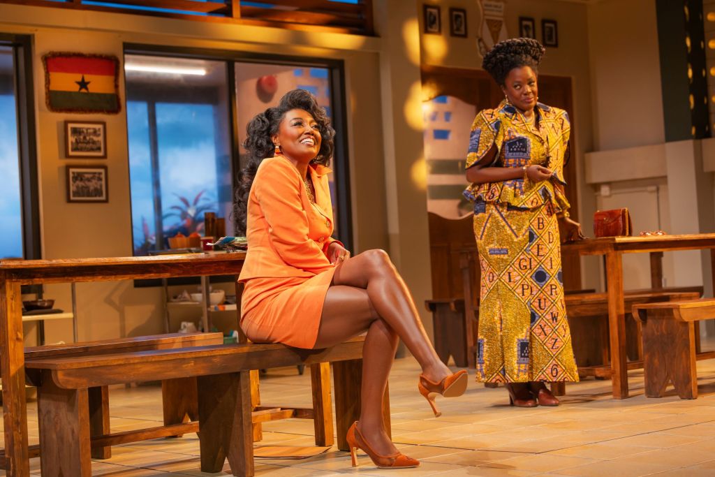 (L o R): Patina Miller, Heather Alicia Simms in  'School Girls; or, the African Mean Girls Play.' (Matthew Murphy)