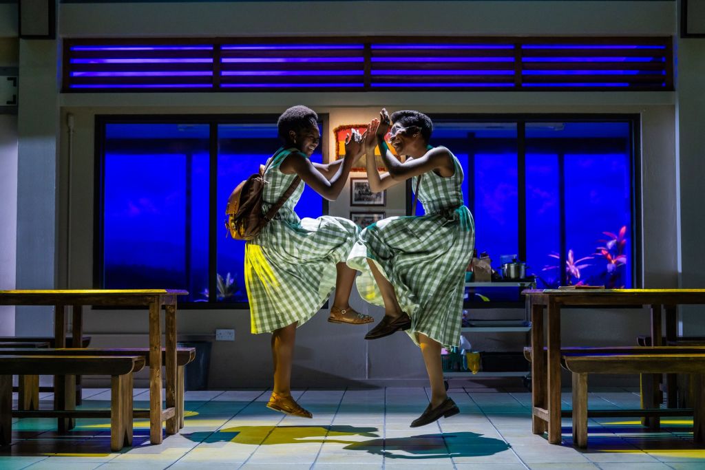 (L to R): Nia Otchere-Sarfo, Jordan Rice in 'School Girls; or, the African Mean Girls Play.' (Matthew Murphy)