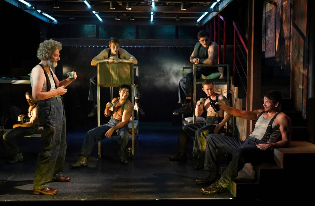 (L to R): John Keating, the ensemble, Jon Beavers in 'The Hairy Ape' (Carol Rosegg)